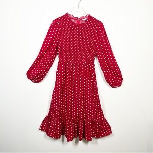 Buru Women's Size Medium Betty Boop Red White Polka Dot Ruffle Long Sleeve Dress